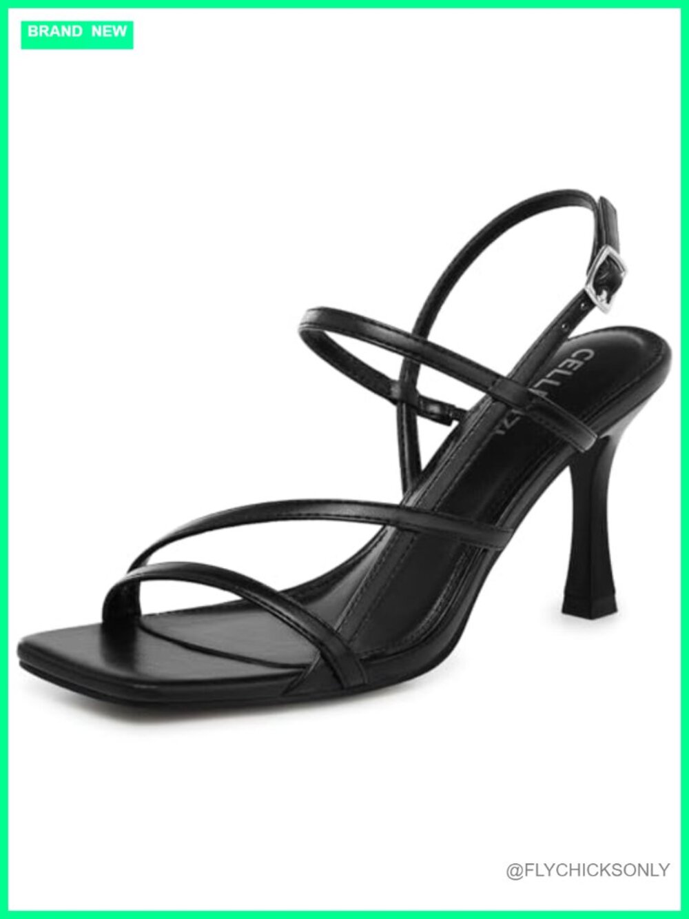 Kitten Heel Slingback Sandals Square Open Toe Ankle Strap Heels
